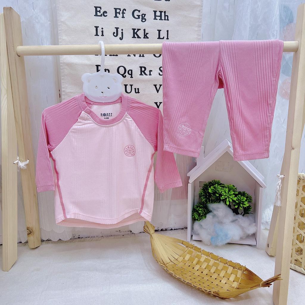 Bộ quần áo trẻ em Hrnee Modal Organic size cho bé trai, bé gái từ 6 tháng đến 4 tuổi - XANH PASTEL