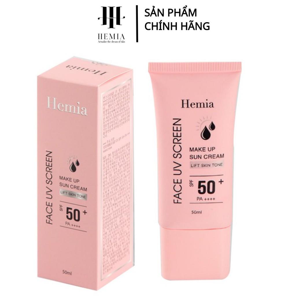 Kem chống nắng HEMIA 50ml dưỡng trắng nâng tone SPF50+ tự nhiên, Thấm mướt nhanh, mịn màng chính hãng Hàn Quốc