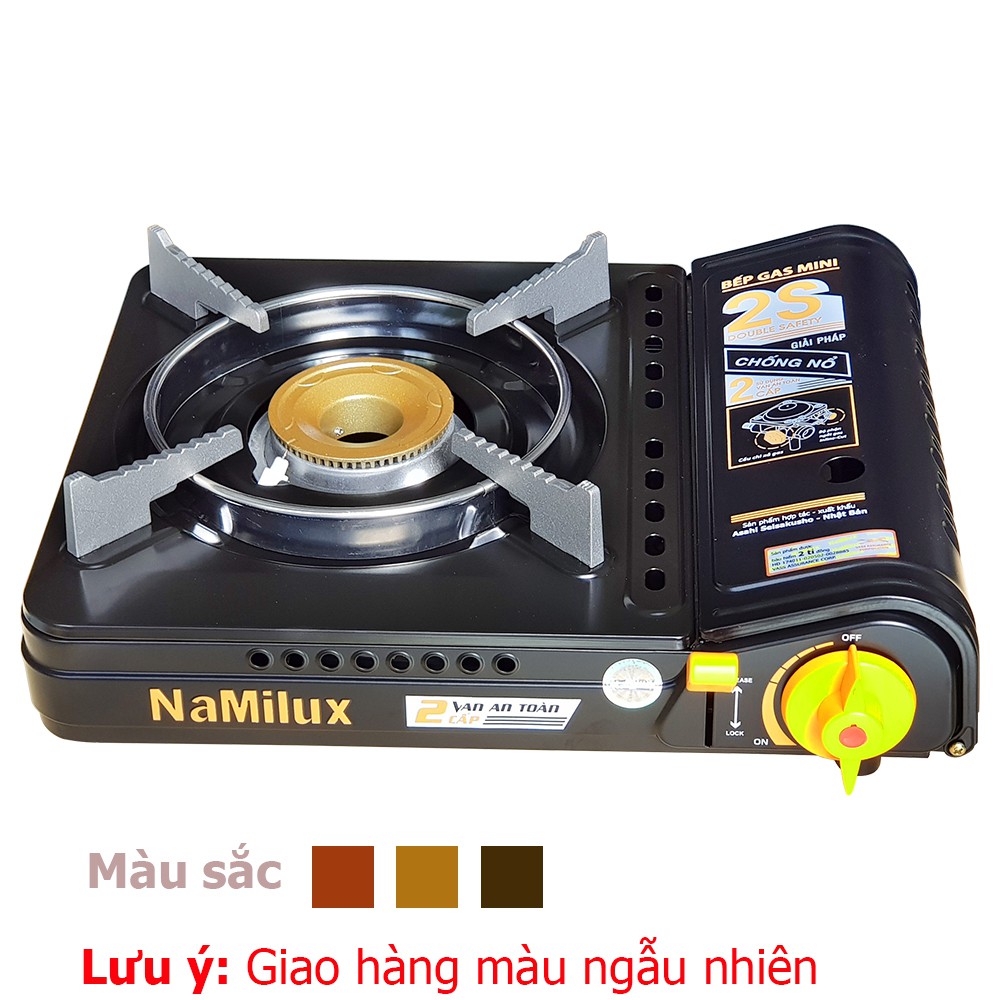 Bếp ga mini chống nổ 2 van Namilux, màu mẫu ngẫu nhiên-Hàng chính hãng