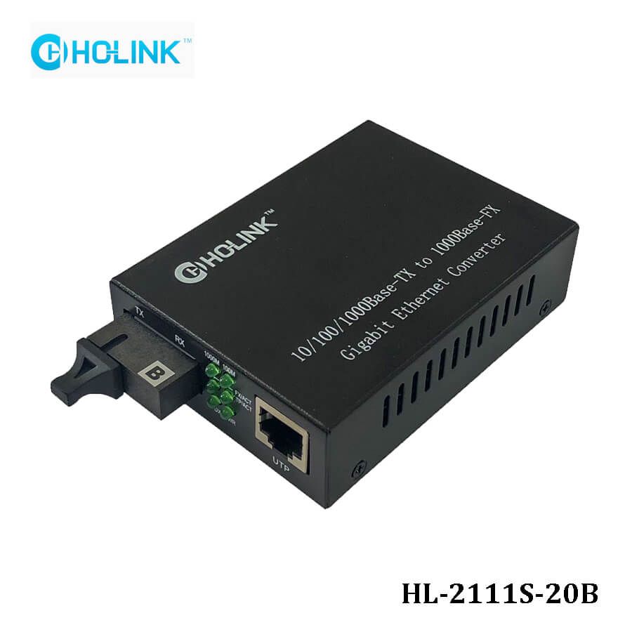 Bộ chuyển đổi quang điện Ho-Link HL-2111S-20AB | 1 sợi quang 10/100/1000MB - Hàng chính hãng