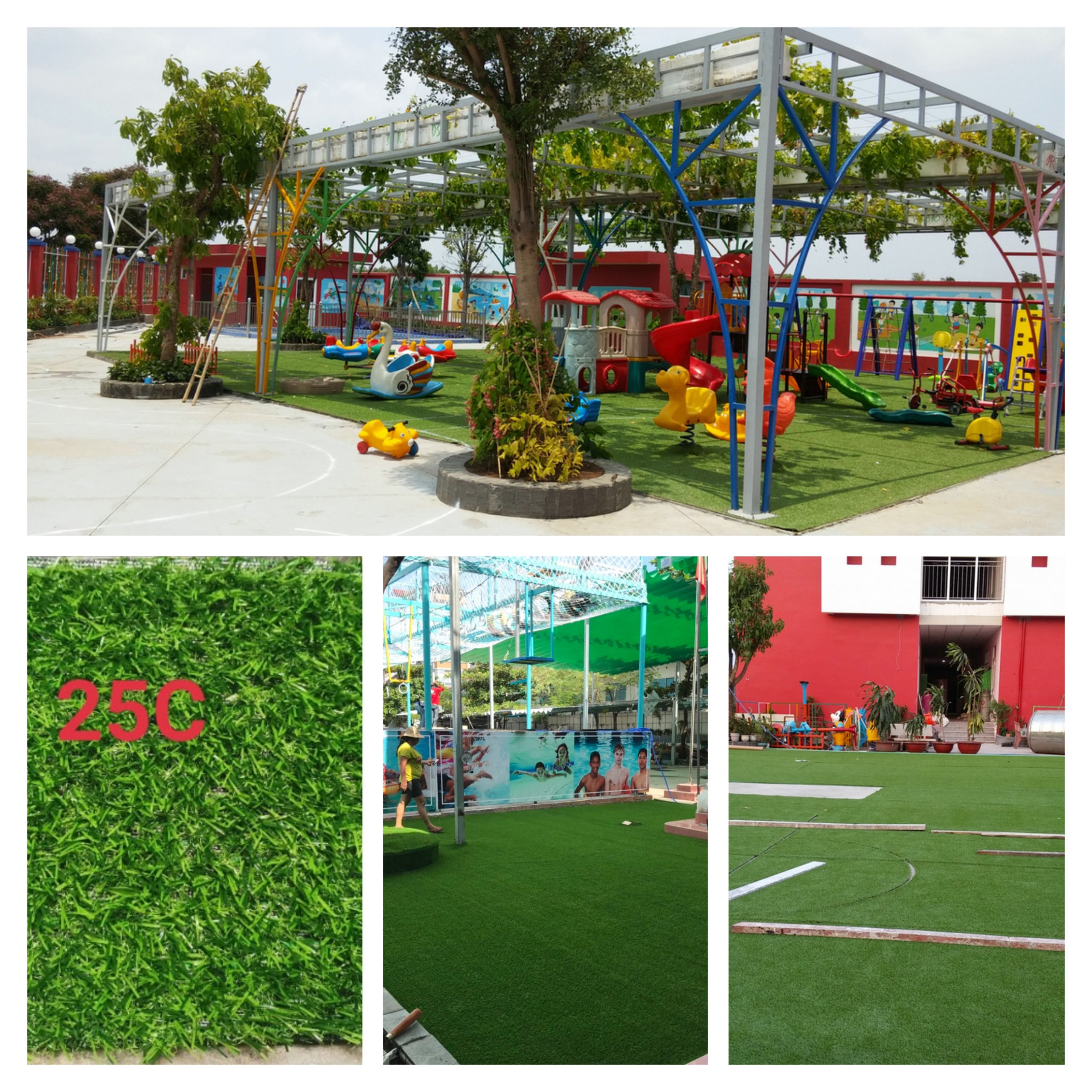 10m2 thảm cỏ nhân tạo cao 2.5cm, sử dụng ngoài trời, đế tốt chịu nước, sợi cỏ chống tia UV, bền màu - VNG-25C