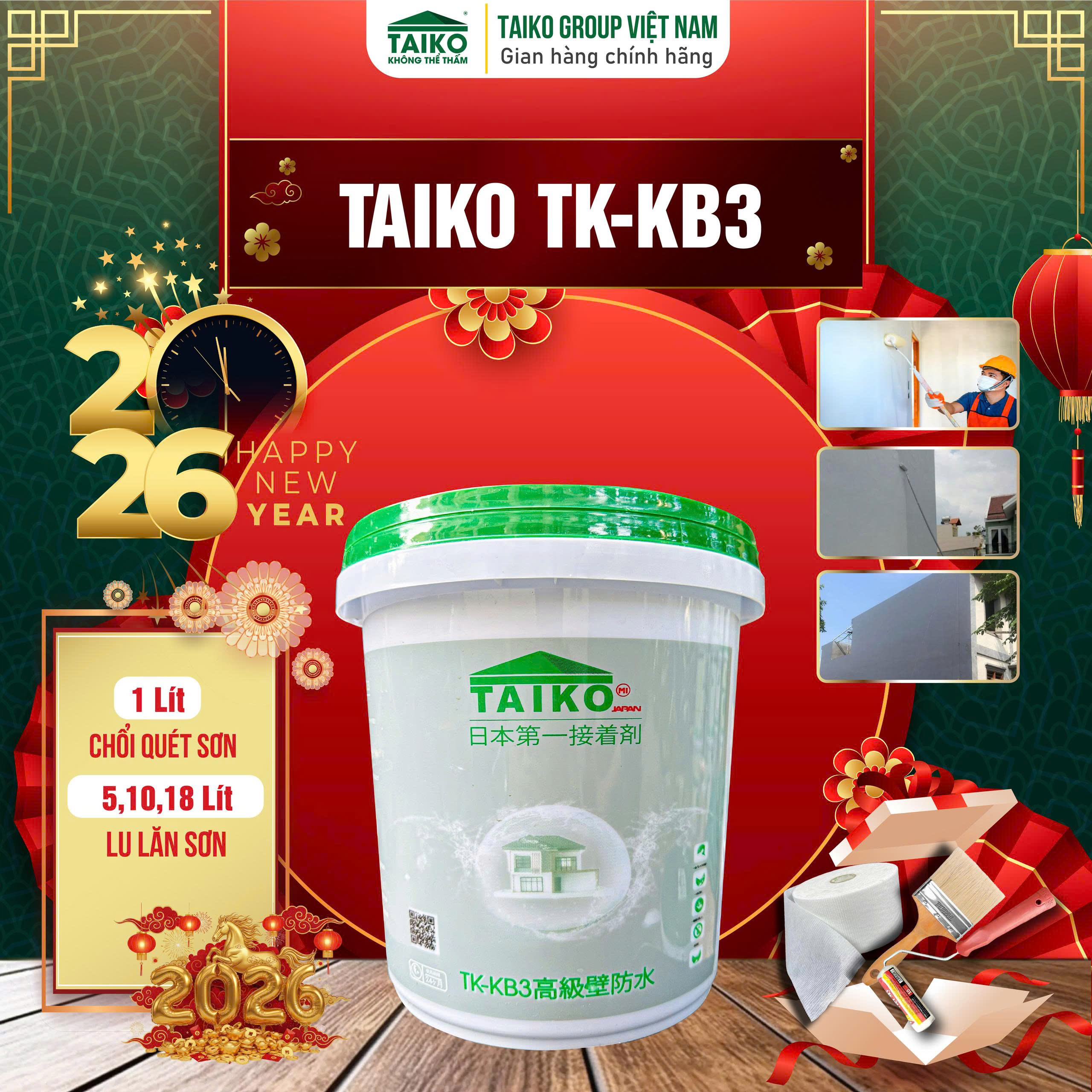1 Kg Sơn Chống Thấm TAIKO KB3 - Chuyên Chống Thấm Tường Nhà / Hiệu Ứng Cánh Sen Kháng Nước