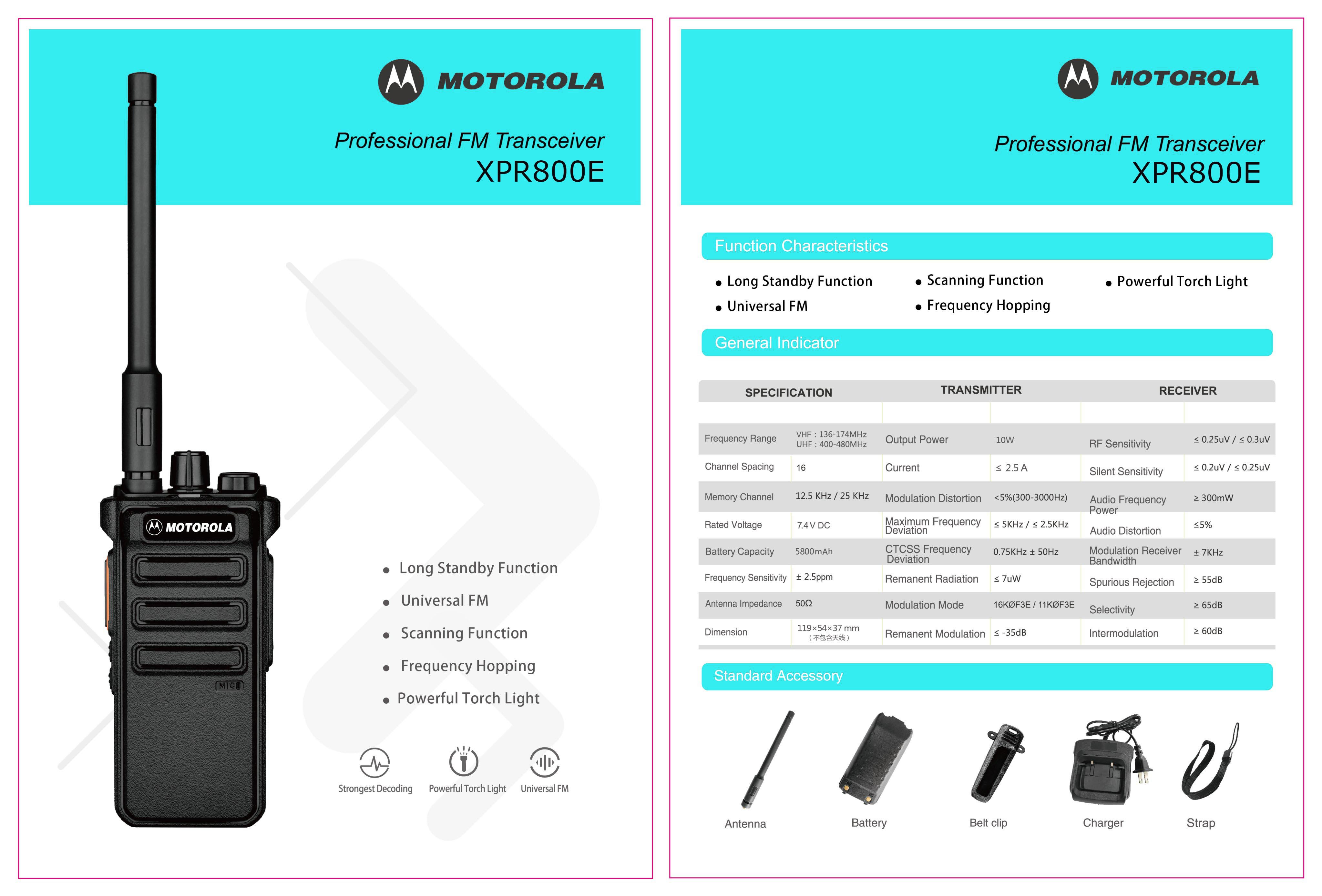 Bộ đàm công suất lớn 10W Motorola XPR800E (Chuẩn công trường siêu bền, cự ly siêu xa) – Hàng nhập khẩu