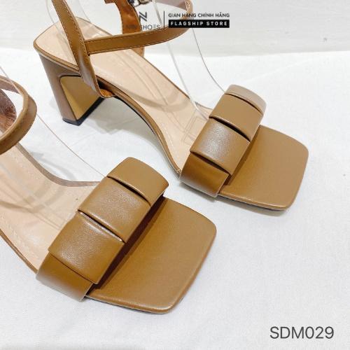 Giày Sandal nữ Ninshoes - Sandal mũi vuông quai ô bản to gót vuông 5p