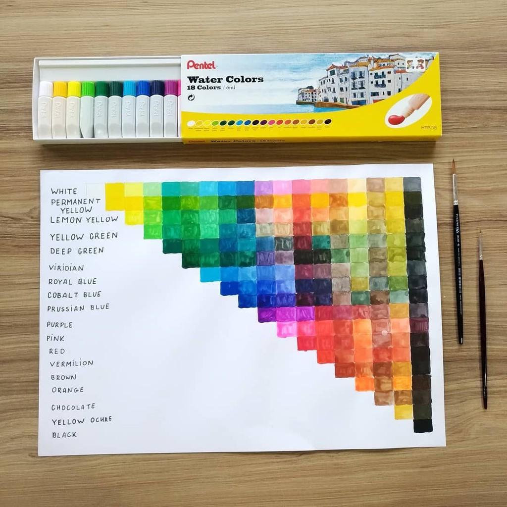 Màu Nước Dạng Tuýp Pentel Water Color HTP - 12 màu/18 màu/24 màu