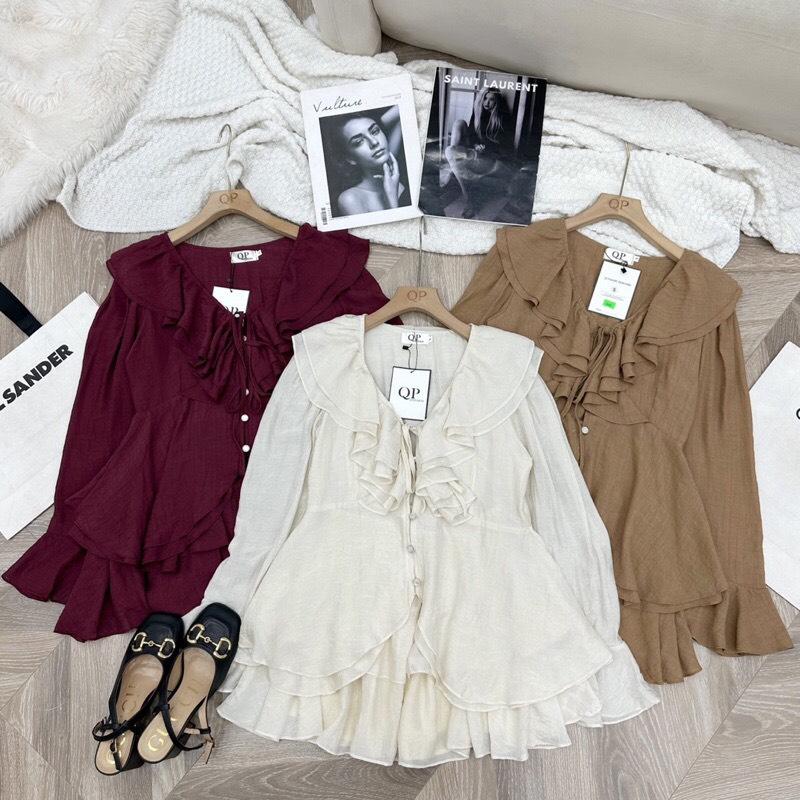 SET ĐI CHƠI, SET 2 MÓN ÁO TƠ BÈO TAY DÀI CỔ V PHỐI CHÂN VÁY CỰC HOT