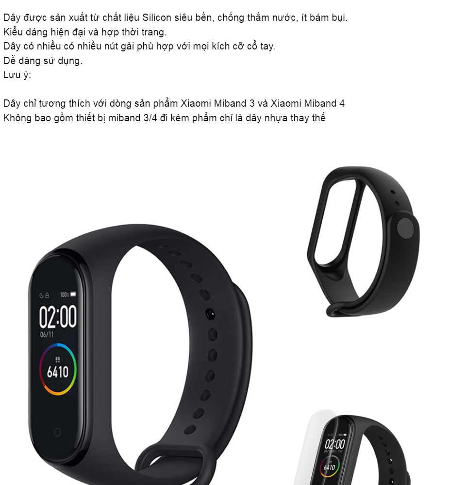 Dây Đeo Tay Dùng Cho Đồng Hồ Thông Minh Xiaomi Mi Band 3 Mi Band 4 - Hàng Chính Hãng