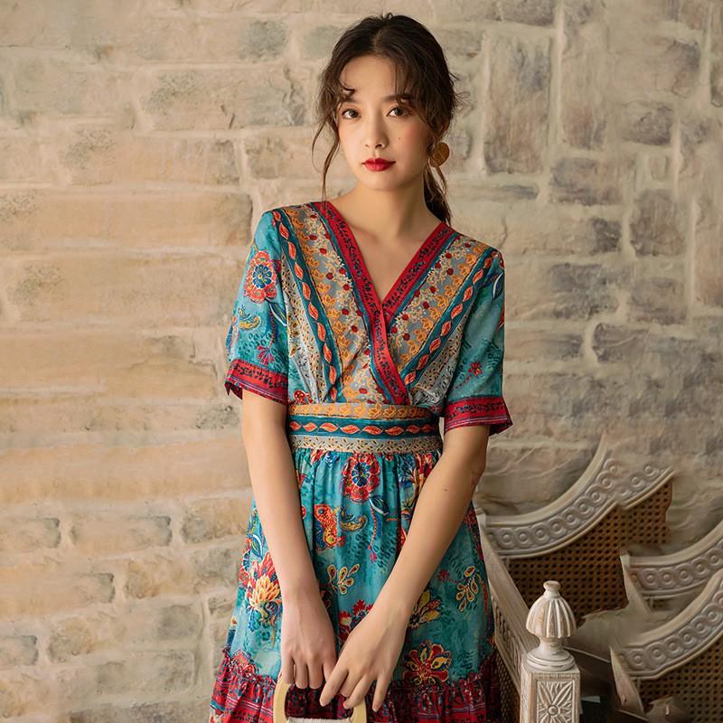 Váy Đi Biển, Du Lịch Phong Cách Boho Vintage ( V06 )