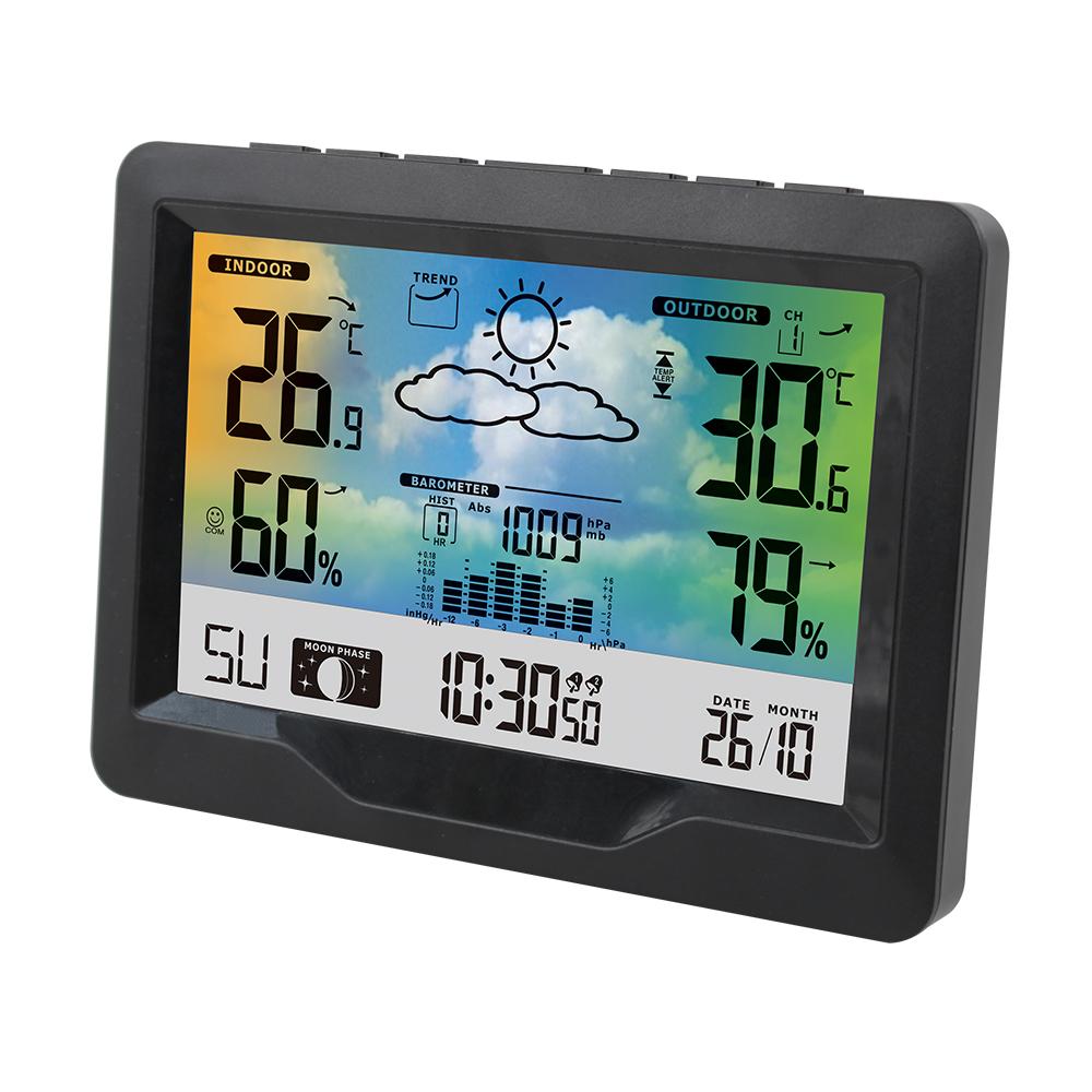 Wireless Weather Station Indoor Outdoor Color Screen Weather Forecast Station with Outdoor Sensor Digital Temperature