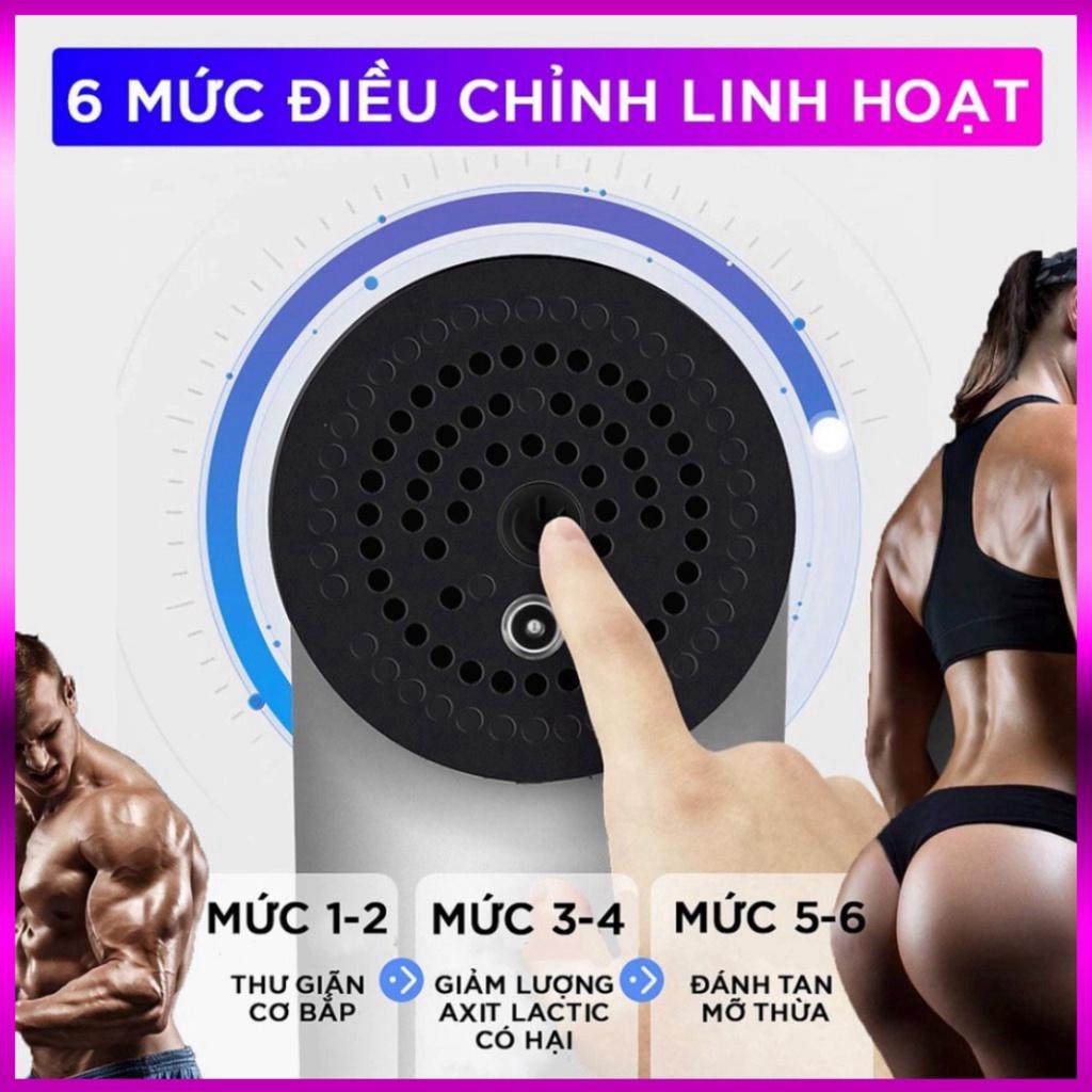 Súng Massage Cầm Tay, Máy Đầm Lưng Cầm Tay 4 Đầu 6 Chế Độ - Giảm Đau Căng Cơ, Trị Nhức Mỏi Vai Gáy, Thoái Hóa Khớp