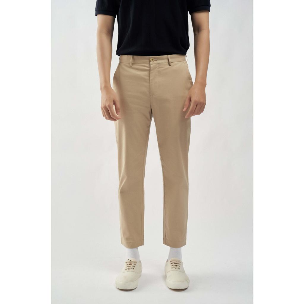 QUẦN KAKI NAM Lưng V form slim crop (2 màu) cotton cao cấp có độ co giãn - 10F21PCA027 | LASTORE MENSWEAR