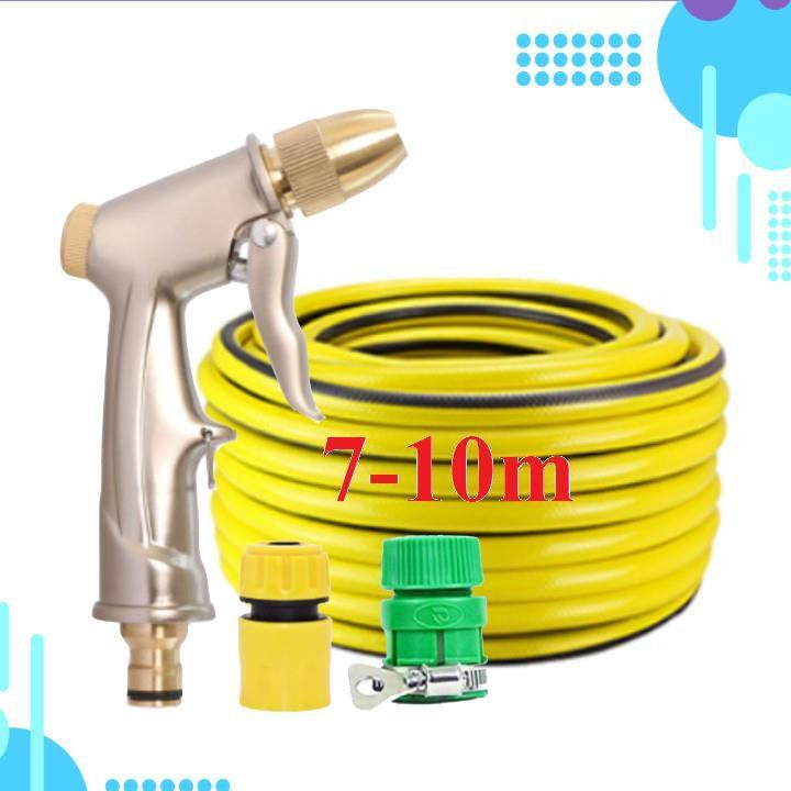 Bộ dây vòi xịt nước rửa xe, tưới cây . tăng áp 3 lần, loại 7m, 10m 206701-1 đầu đồng,cút, nối PE