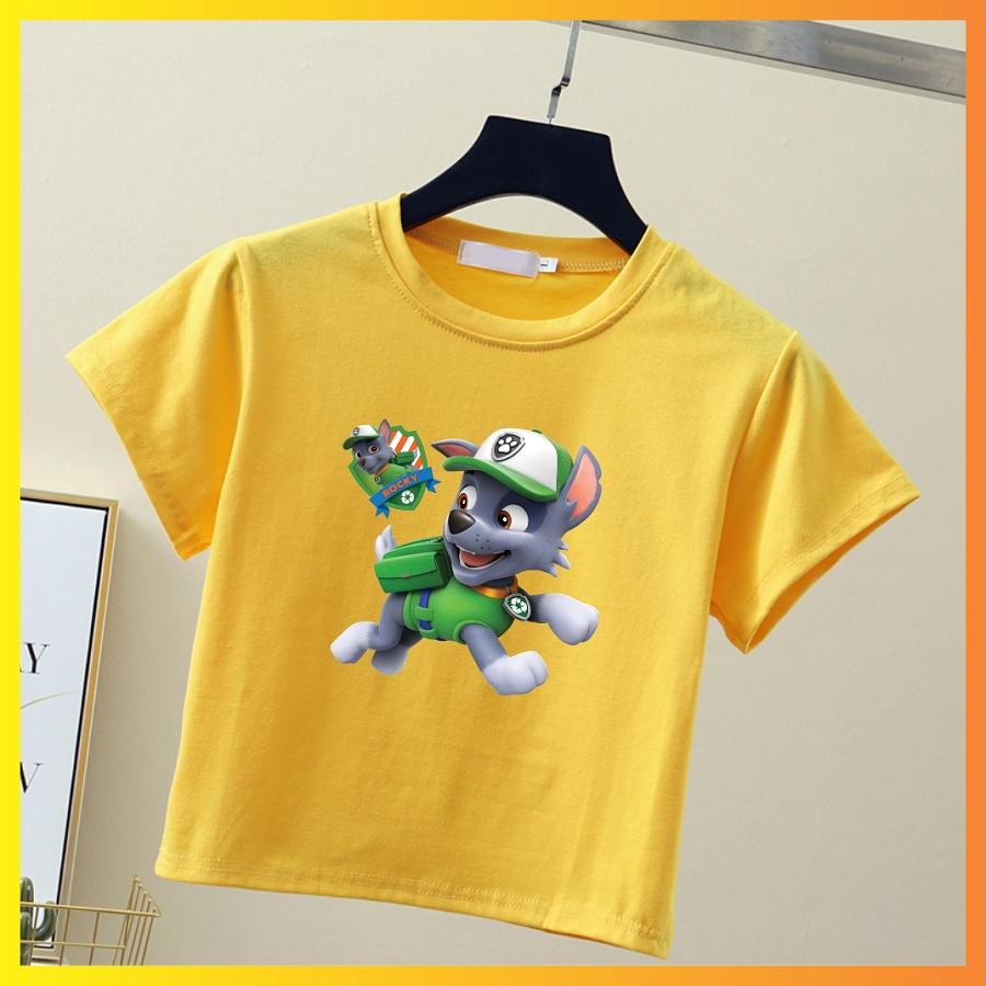 Áo Thun Đội Chó Cứu Hộ Paw Patrol Màu Vàng Cho Bé Trai Bé Gái