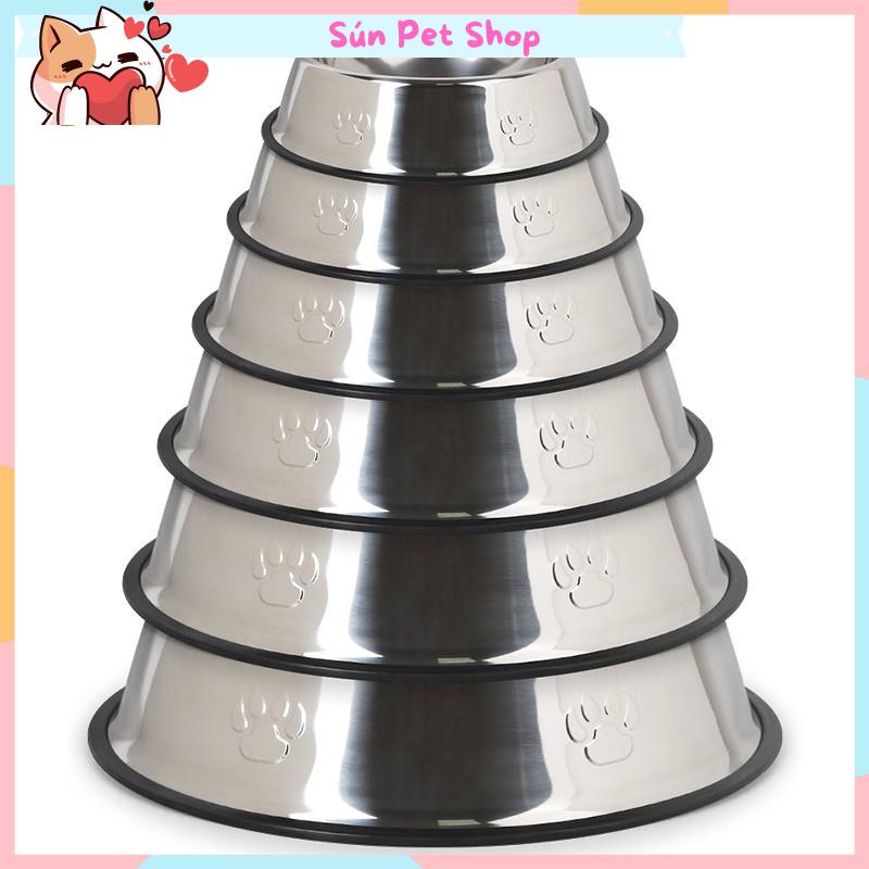 Bát ăn Inox cho chó mèo, có đế cao su chống trơn trượt