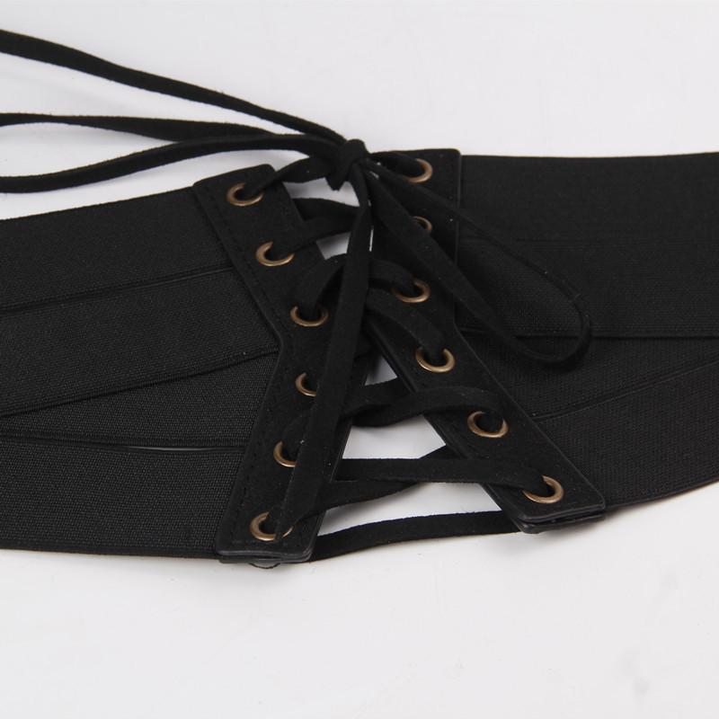 Đen Cao Cấp Lưng Thun Nữ Dây Nữ Trang Trí Đầm Ôm Rộng Thắt Lưng Nữ Dây Dán Trang Trí Dây Chéo