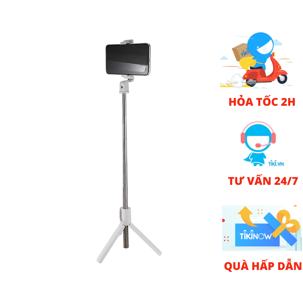 Gậy chụp ảnh 3 chân có bluetooth K10 chụp ảnh, selfie, tự sướng bằng remote và kẹp xoay 360 độ - Hàng Chính Hãng