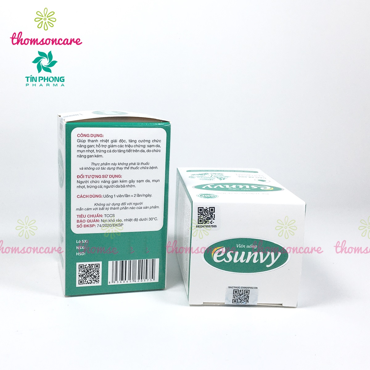 Combo giảm mụn trứng cá, nóng trong - viên Esunvy 30v, Vitamin C có kẽm 60v, DHC Kẽm 30v đẹp da - Giúp giảm mụn tăng đề kháng cơ thể , ngừa thâm ngừa mụn giảm các triệu chứng sạm da Thomsoncare