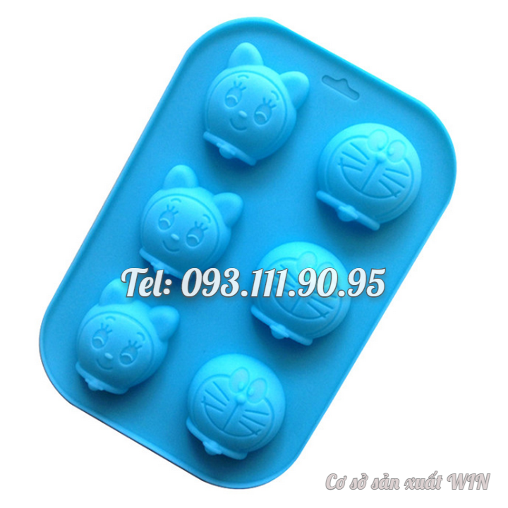 Khuôn silicon làm bánh, rau câu, socola 6 Doremon, Doremi – Mã số 1288