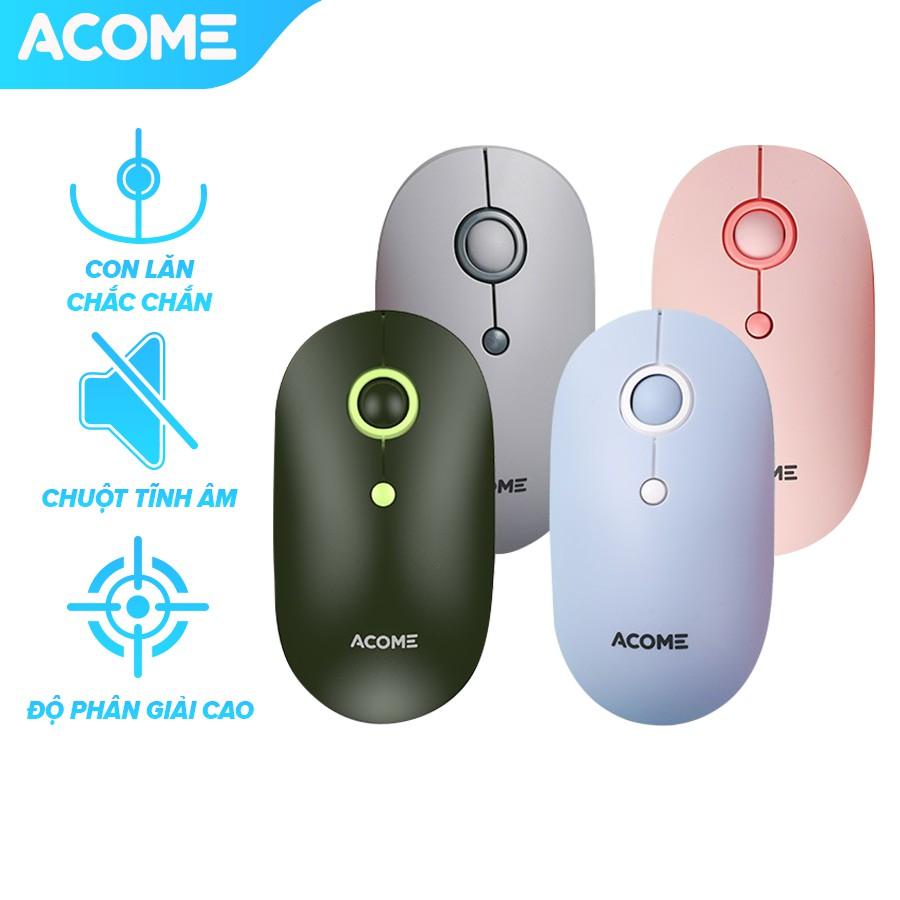 Chuột Không Dây ACOME  2.4GHz  Độ Phân Giải 1600DPI Tĩnh Âm, Có Sẵn PIN - Hàng Chính Hãng