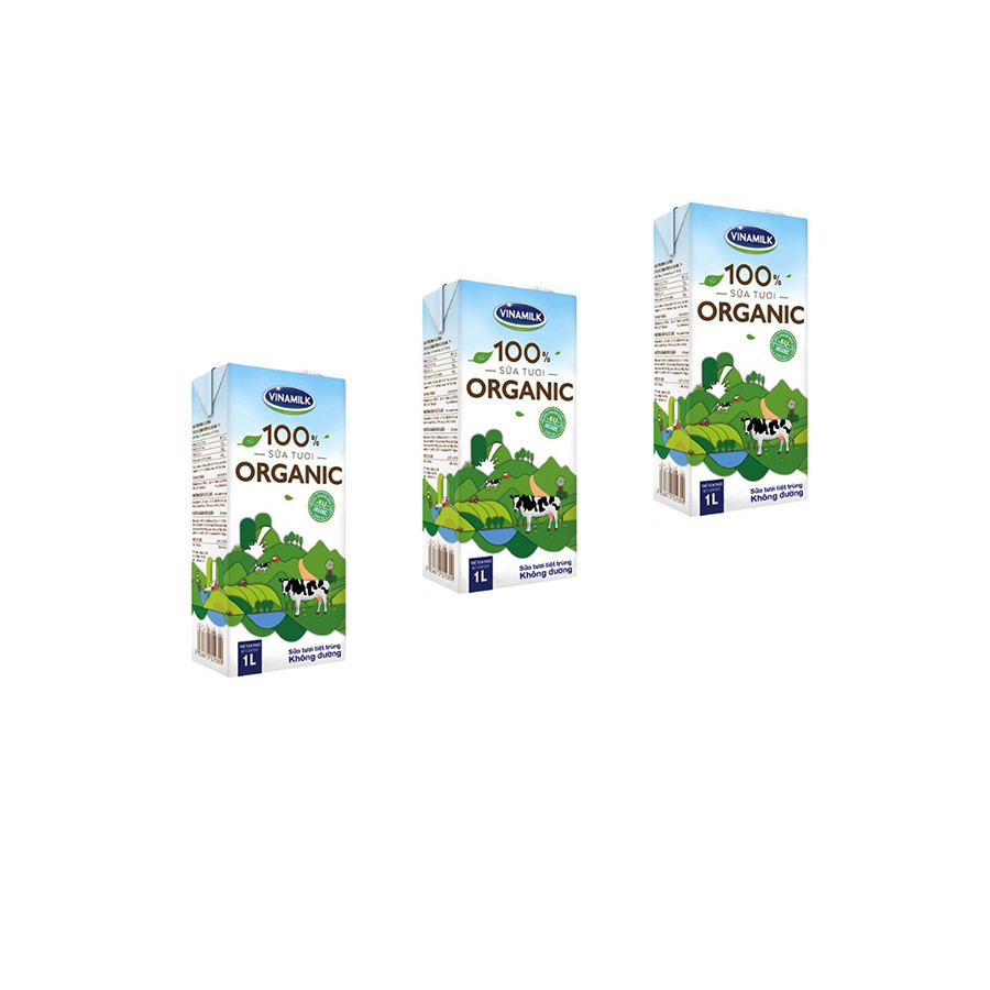 SỮA TƯƠI TIỆT TRÙNG VINAMILK 100% ORGANIC KHÔNG ĐƯỜNG - HỘP GIẤY 1L