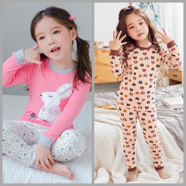 Bộ thu đông cotton co giãn dài tay cho bé trai, bé gái