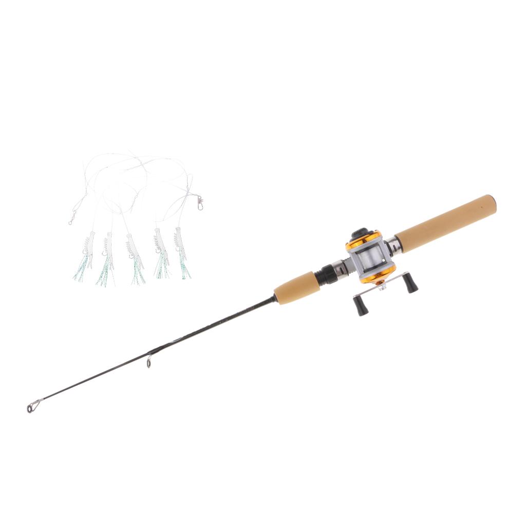 Mini Portable Telescopic Ice Fishing Rod Casting Pole+ Reel+100m Line Hook S