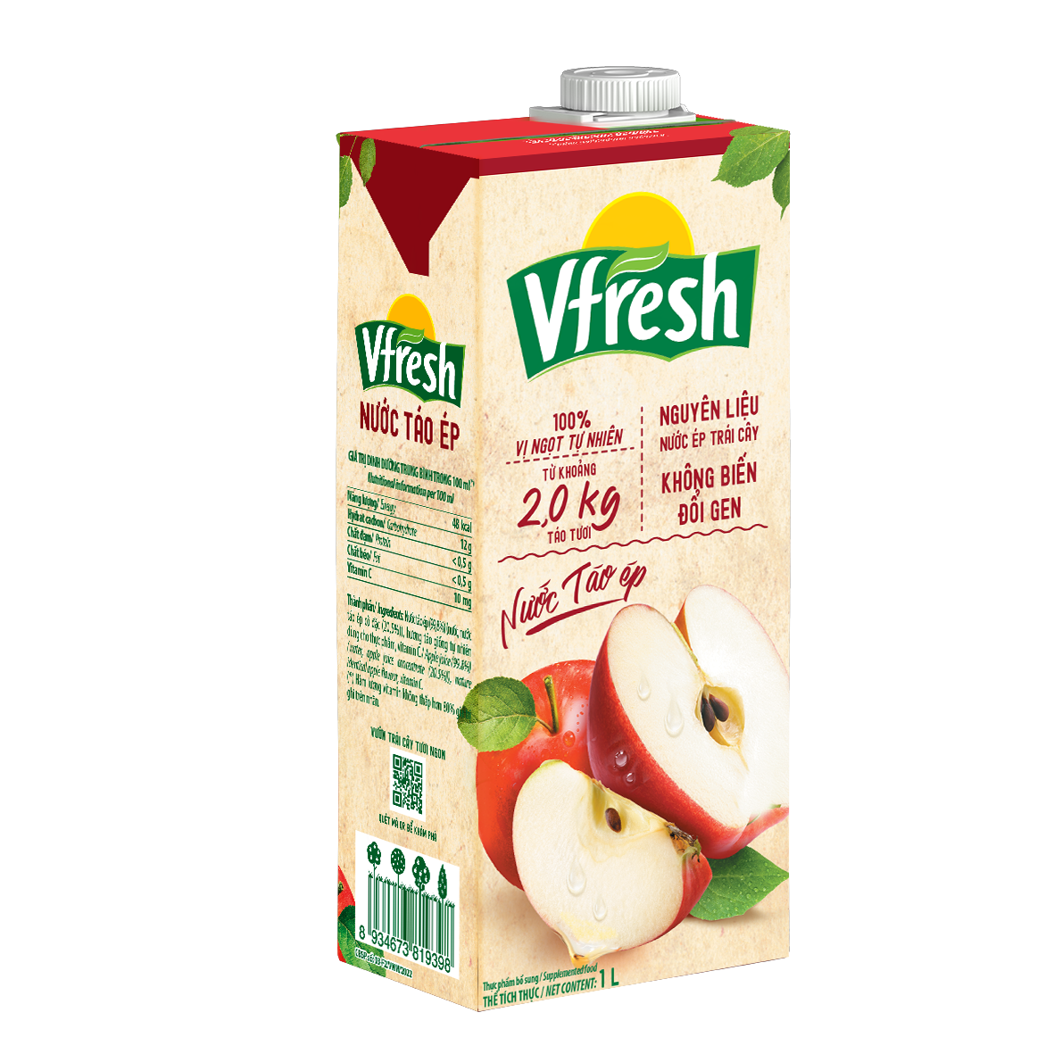 Combo VFRESH Nước táo ép 100% 1 Lít - Vinamilk
