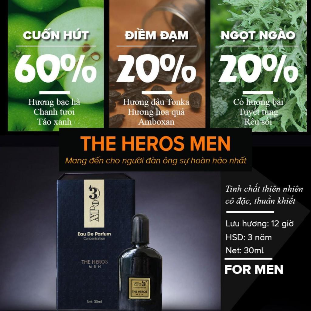 Nước hoa Nam Nữ cô đặc XBeauty XPo3 The Hero Men Chai mini 10ML - Nước hoa thơm lâu cả ngày dành cho Nam &amp; Nữ (Unisex)