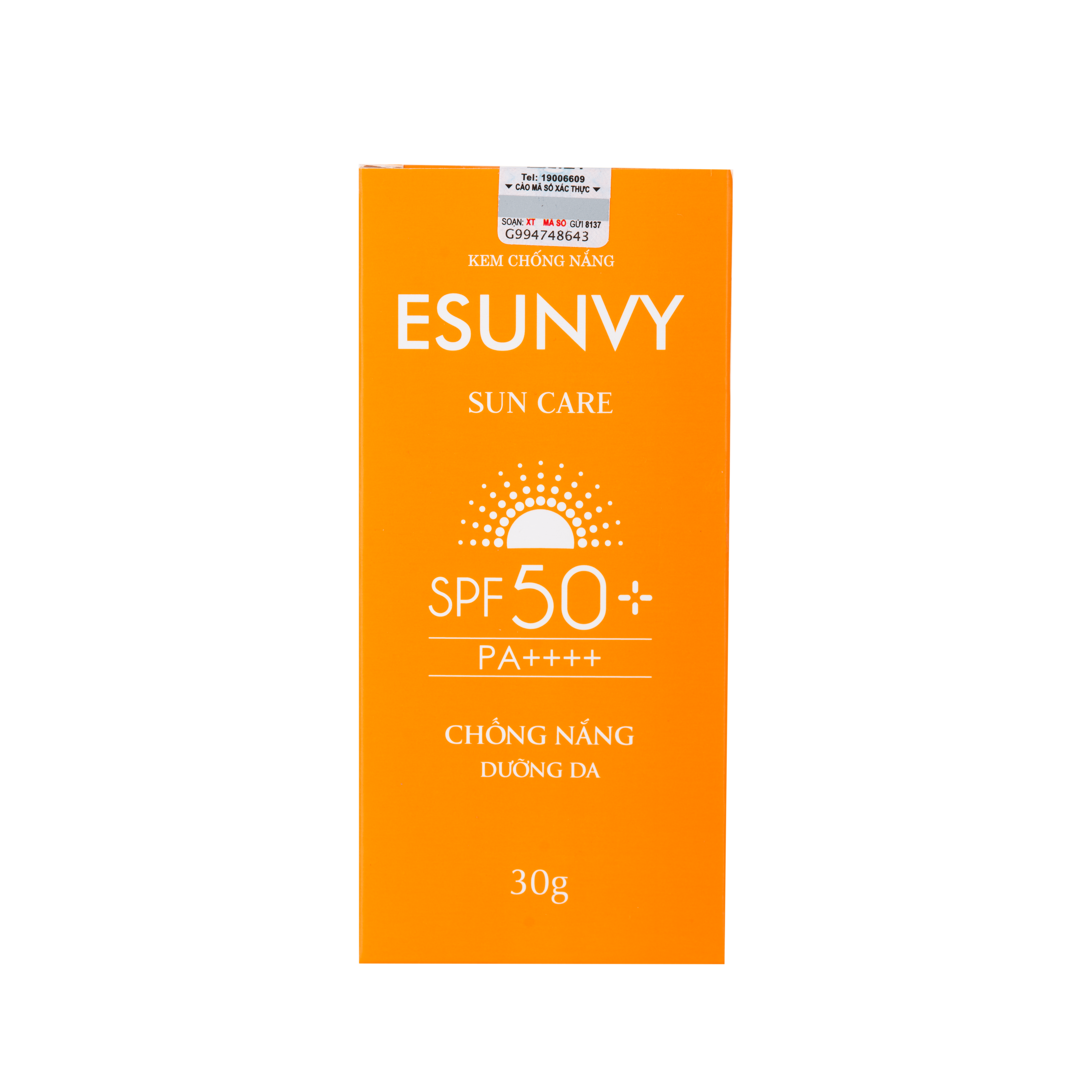 Kem Chống Nắng ESUNVY SUN CARE SPF50+/PA++++ Bảo Vệ Da, Hạn Chế Lão Hóa, Không Thấm Nước Và Bóng Nhờn Tuýp 30g TMP019