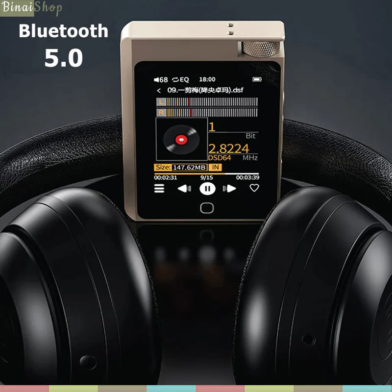 Ruizu A55 (Bạc) - Máy Nghe Nhạc HIFI Lossless, Màn Hình Cảm Ứng, Bluetooth 5.0, Điều Chỉnh EQ, Tiếng Việt - hàng chính hãng