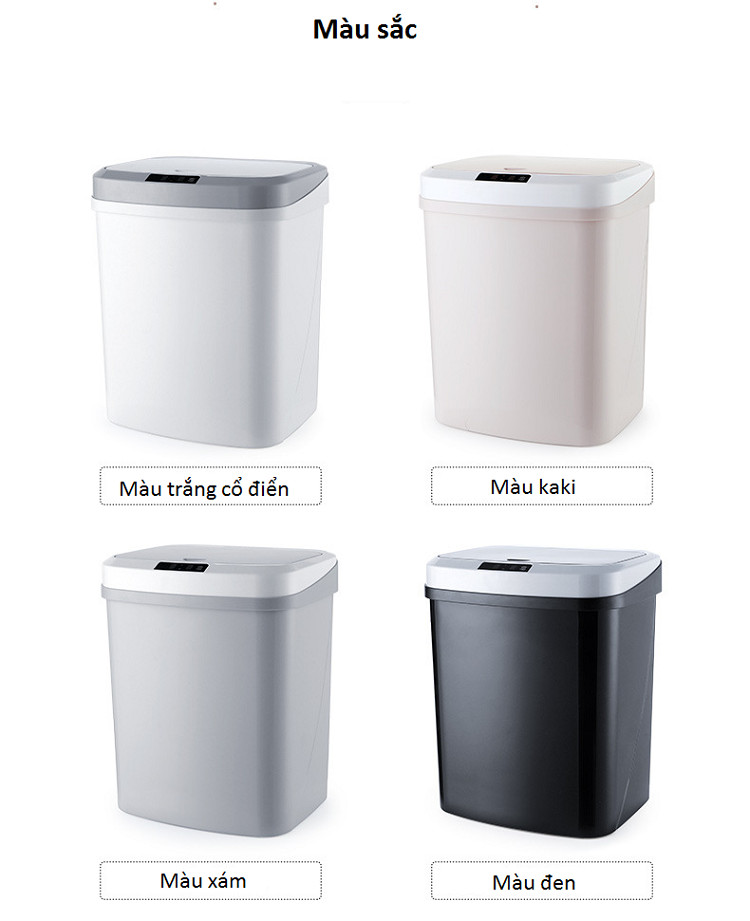 Thùng đựng rác mini tự động 15L cảm ứng khi có người đến hoặc chạm thông minh cao cấp