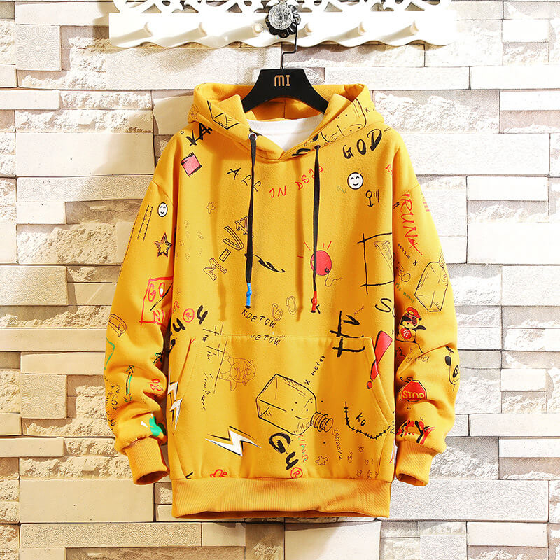 Áo khoác/Áo nỉ nam, loại mỏng, họa tiết in hoa, hình graffiti, size lớn, kiểu dáng thời trang TA235