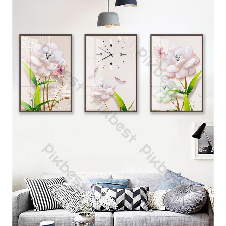 Tranh dán tường Combo 3 tranh dán tường phòng khách phòng ngủ hiện đại MS978098