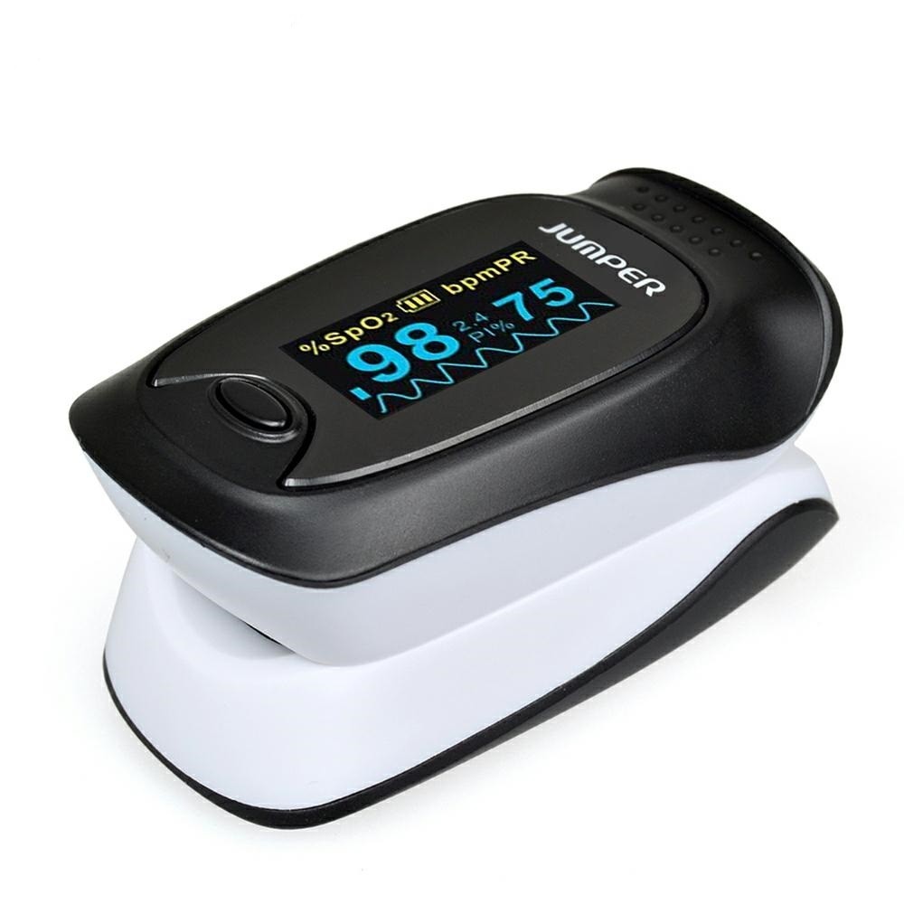 Máy đo nồng độ oxy máu SPO2 và nhịp tim, chỉ số PI Jumper JPD-500D (Chứng nhận FDA hoa kỳ + xuất USA)