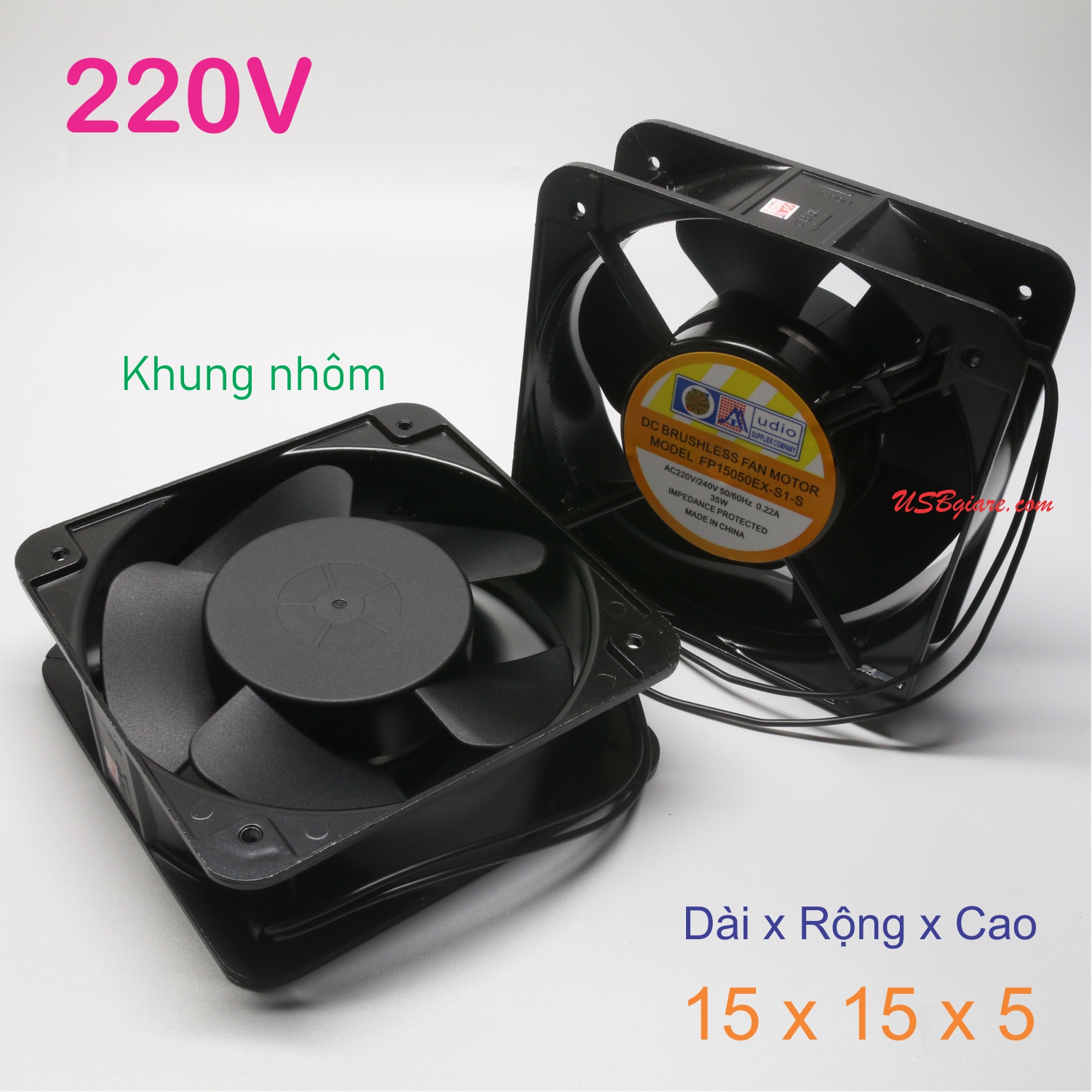 Quạt tản nhiệt 220V 15x15x5cm, Fan 220V 15x15x5cm