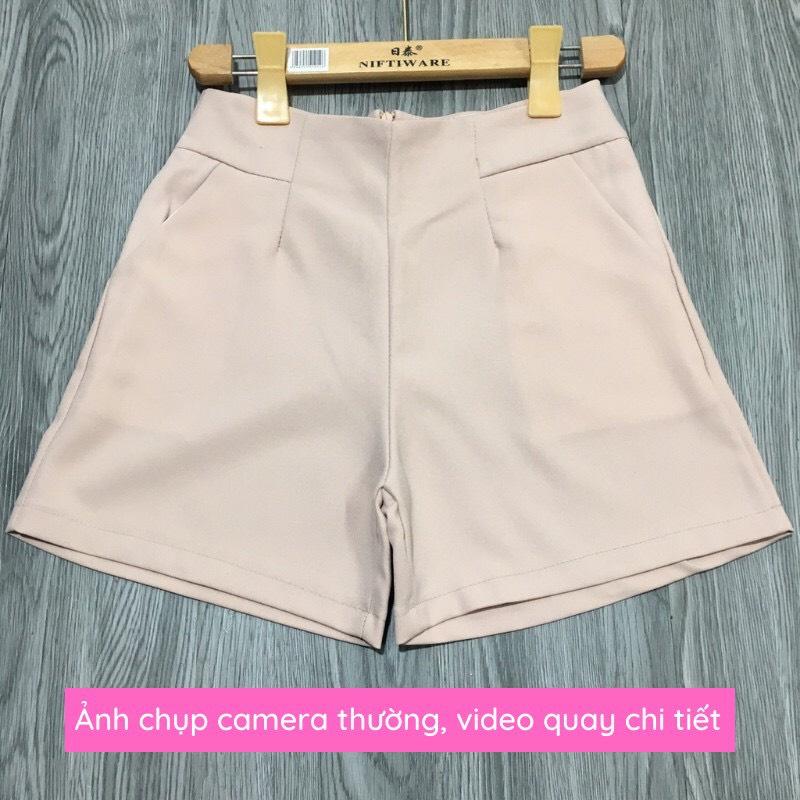 Quần short đùi nữ lưng cao kaki ống rộng mặc nhà thoải mái HN CLOTHING Q1