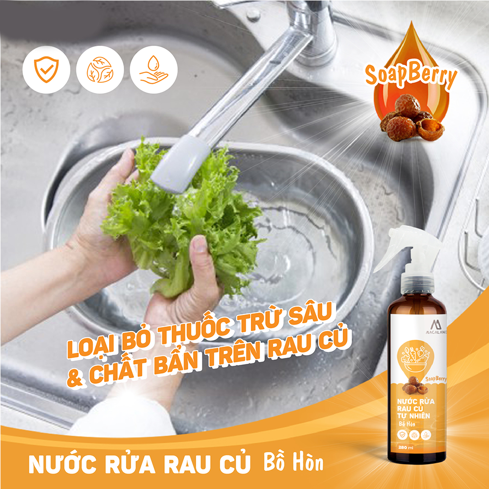 Nước rửa rau củ tự nhiên chiết xuất Bồ Hòn 280ml  JULYHOUSE loại bỏ chất độc hại và hương thơm the mát