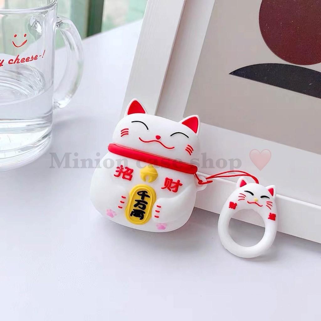 Bao Case Ốp dành cho airpod 1 và 2, tai nghe bluetooth i11,i12, i100, i200, i9s... mèo phát tài silicon cao cấp