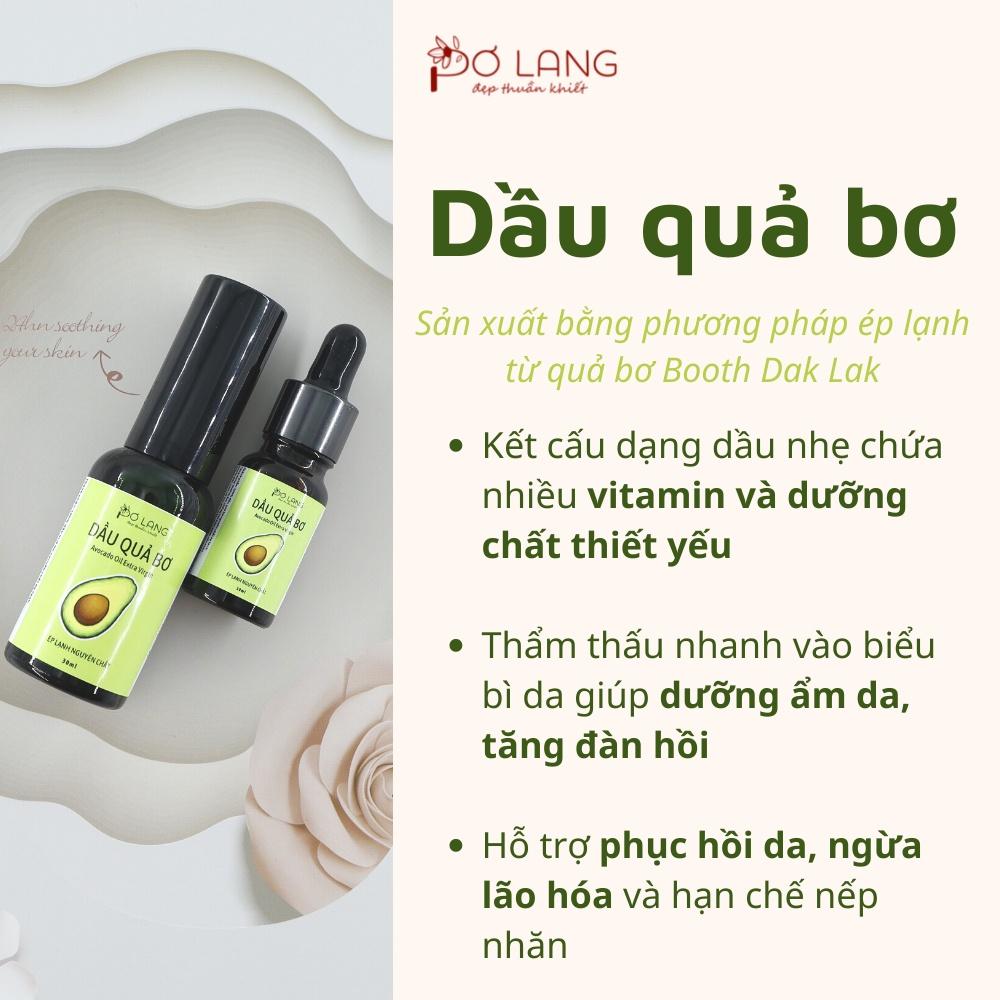 Dầu quả Bơ chống lão hóa giảm rạn da Pơ Lang 30ml (100% Thiên nhiên - Ép lạnh nguyên chất từ cơm quả bơ tươi)