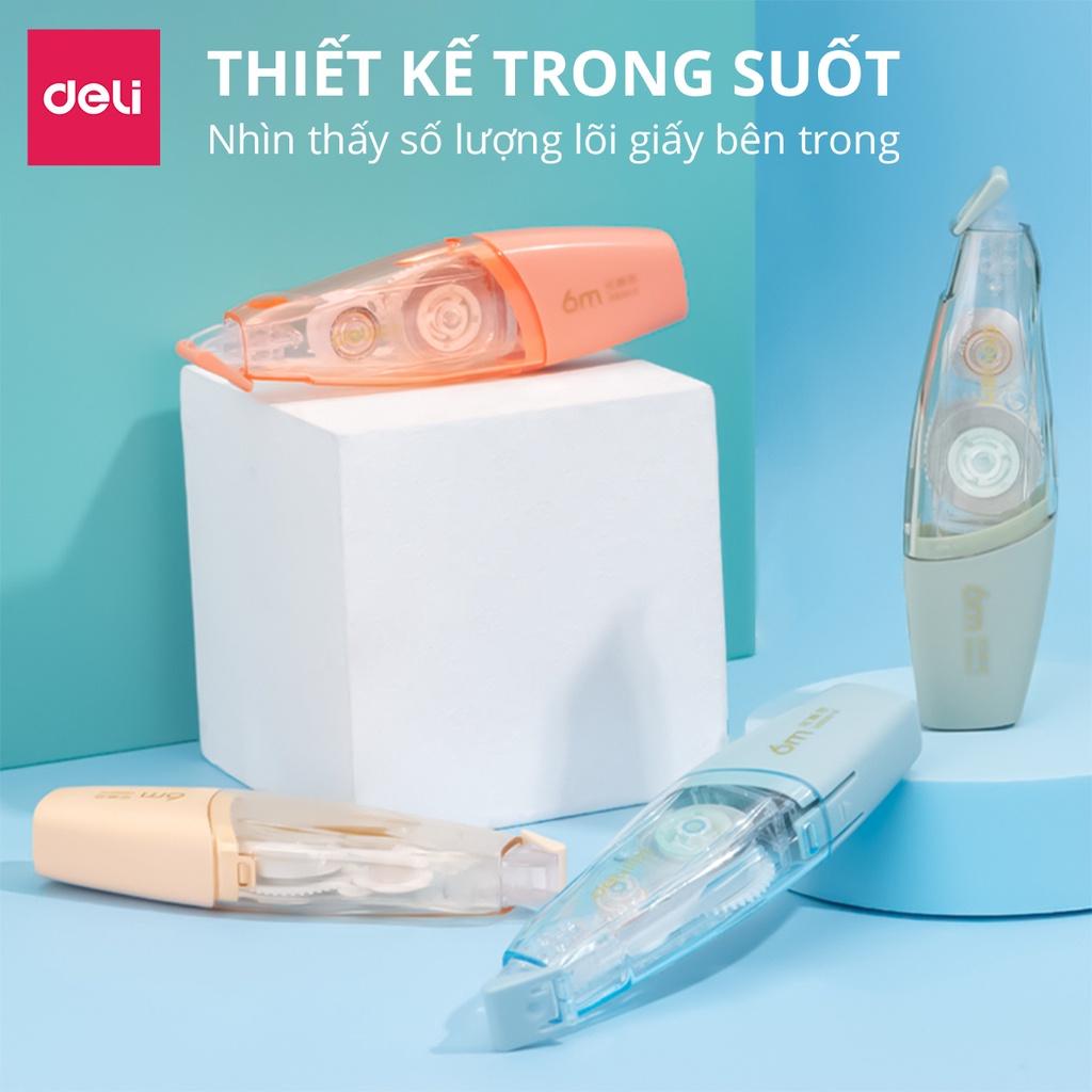 Bút Xóa Giấy Bút Xoá Keo Băng Xoá Cao Cấp Học Sinh Văn Phòng 6M Deli - Tiện Dụng Xoá Sạch - VR10-6