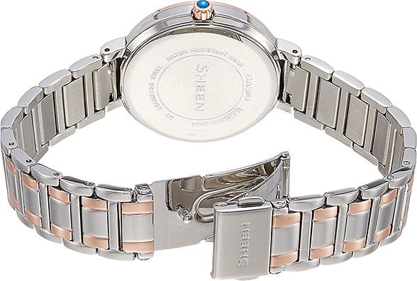 Đồng Hồ Nữ Dây Thép Không Gỉ Casio SHE - 3034SG - 7AUDR (34mm) - Hồng Phối Bạc