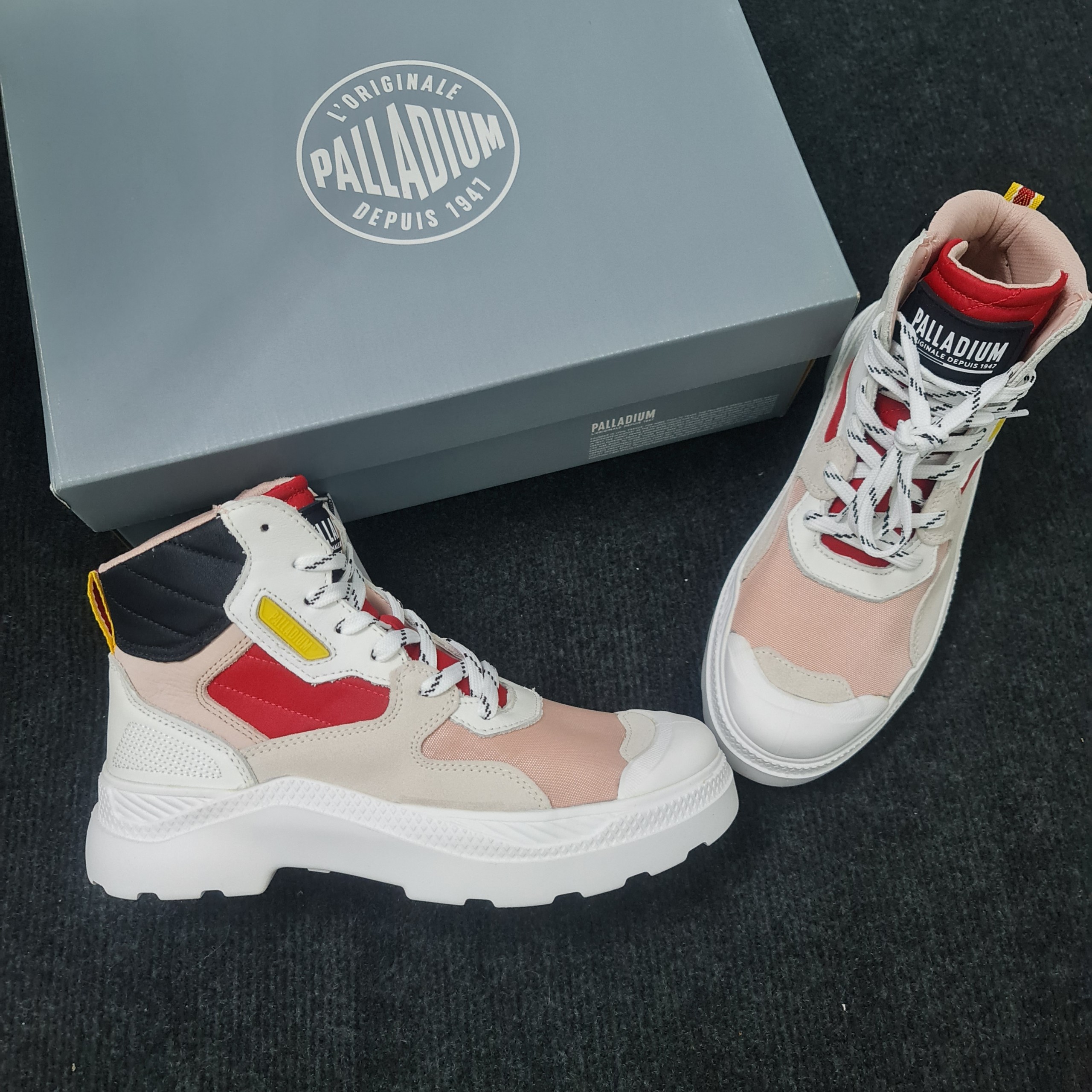 Giày Palladium Store Pallakix cổ cao da lộn kết hợp vải sneaker mẫu mới 76424-916-M
