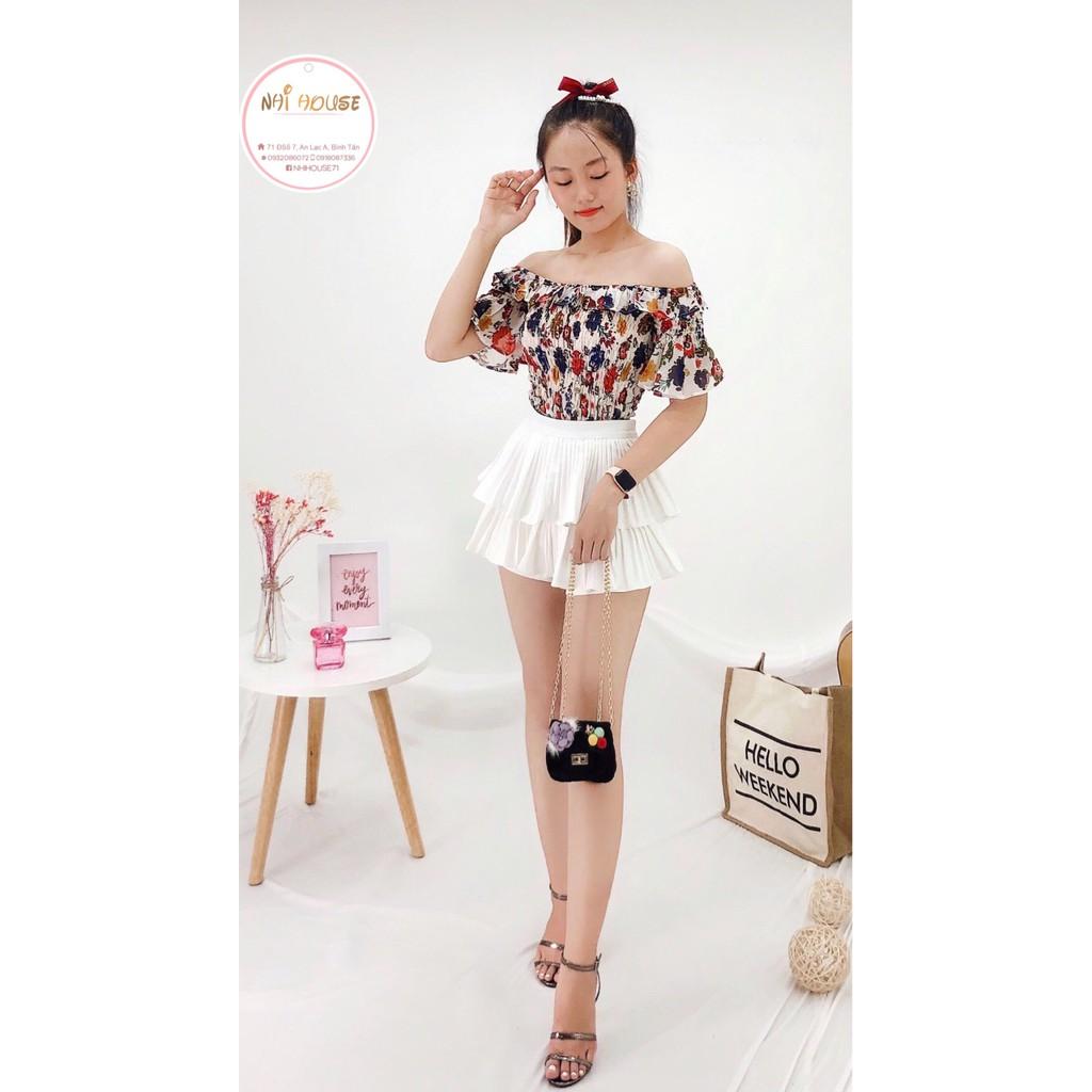 ÁO CROPTOP NHIHOUSE71 BẸT VAI BÈO HOA VĂN ĐA DẠNG 45 - 55KG