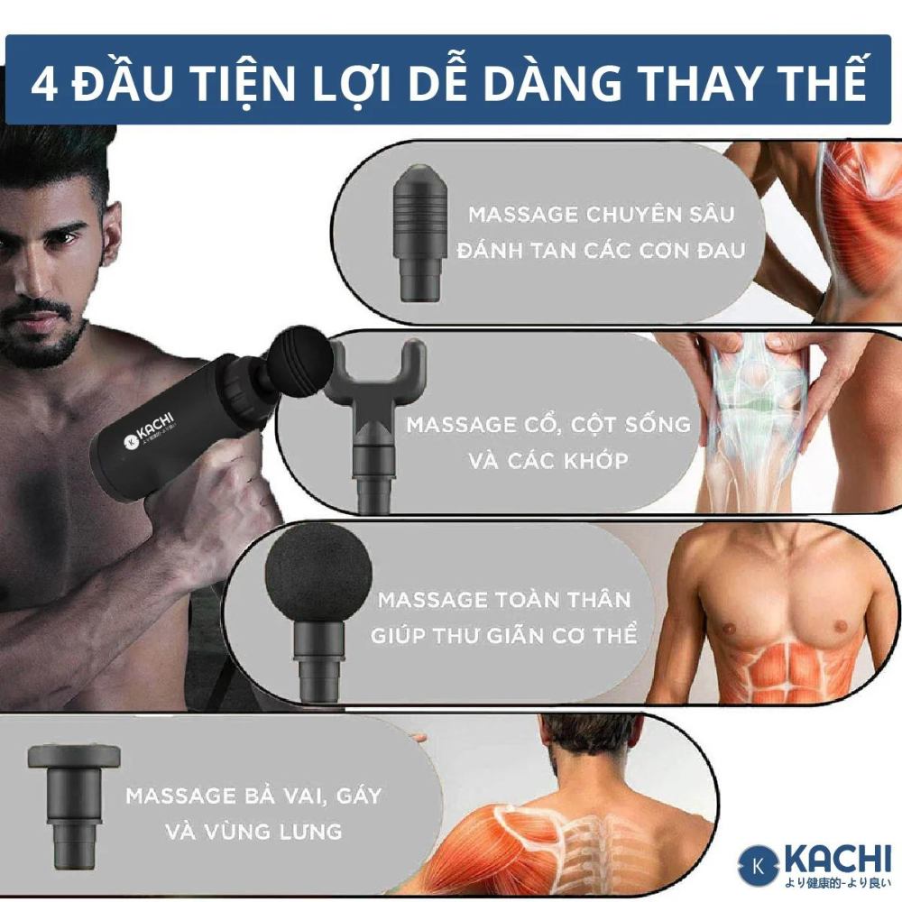 Máy massage trị liệu cầm tay không dây Kachi MK340 giảm đau nhức giảm căng cơ - Hỗ Trợ Mát Xa Chuyên Sâu, Giảm Đau Cơ, Cứng Khớp