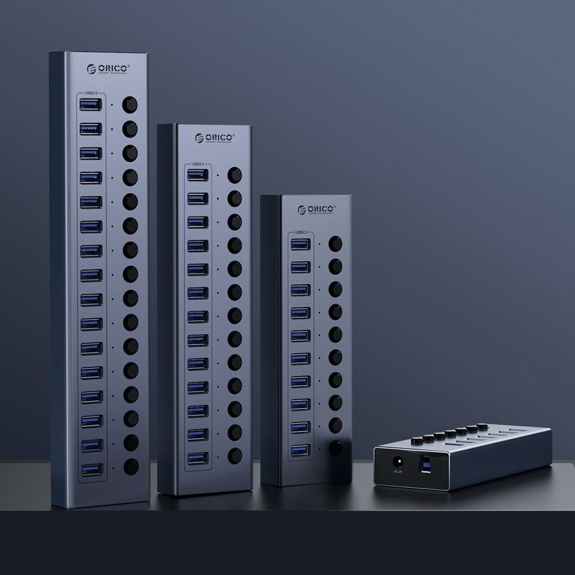 Bộ chia USB Hub 16 cổng USB 3.0, Xám, ORICO BT2U3-16AB-GY - HÀNG CHÍNH HÃNG