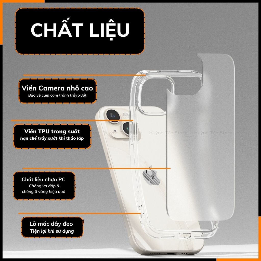 Ốp lưng iphone 15 RINGKE chính hãng trong suốt chống sốc FUSION X chống ố vàng phụ kiện điện thoại huỳnh tân store - Hàng nhập khẩu
