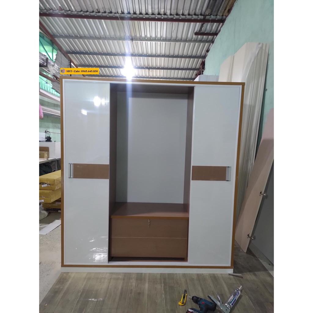 Tủ Nhựa Đài Loan 4 Cánh Cửa Lùa Màu Trắng 549