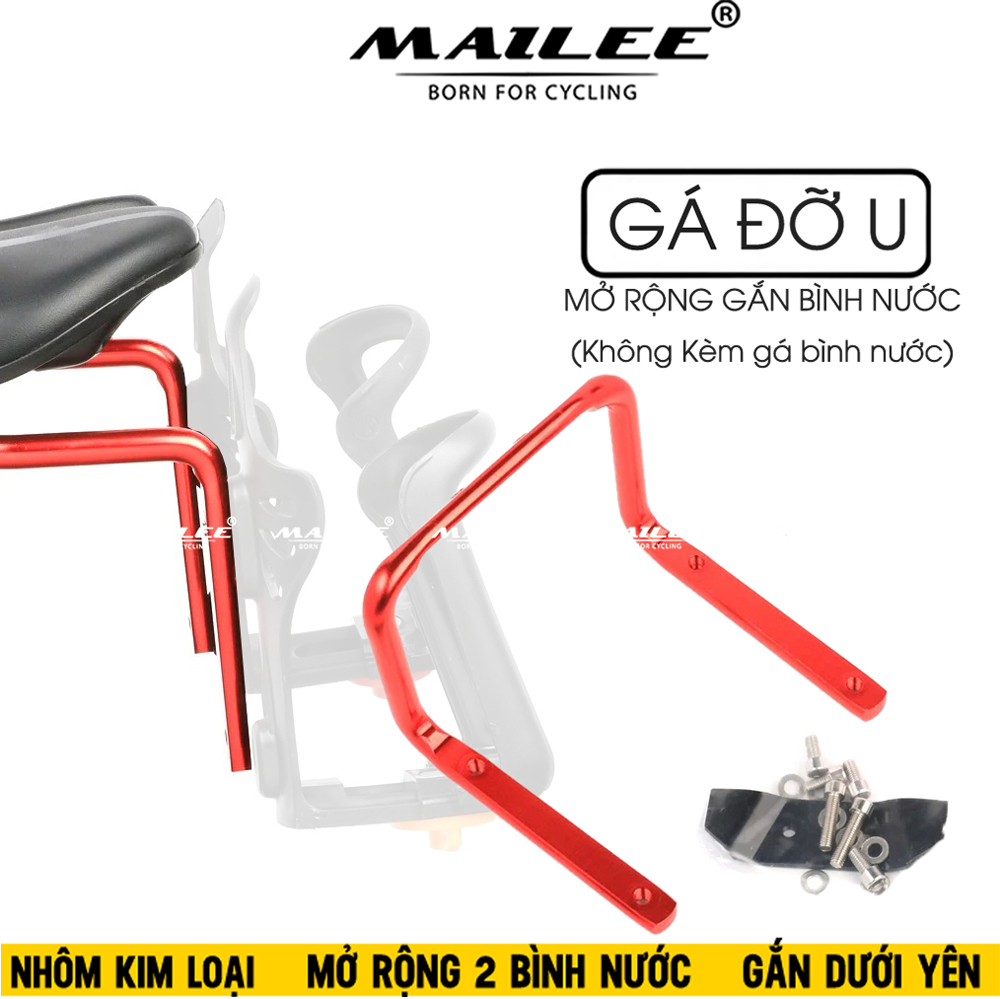 Giá gắn bình nước đôi hợp kim nhôm SSJ-02, giá cố định dưới yên xe đạp mở rộng (không kèm gá bình) phù hợp xe đạp địa hình, xe đua, fixed gear, khung nhôm kèm phụ kiện- Mai Lee