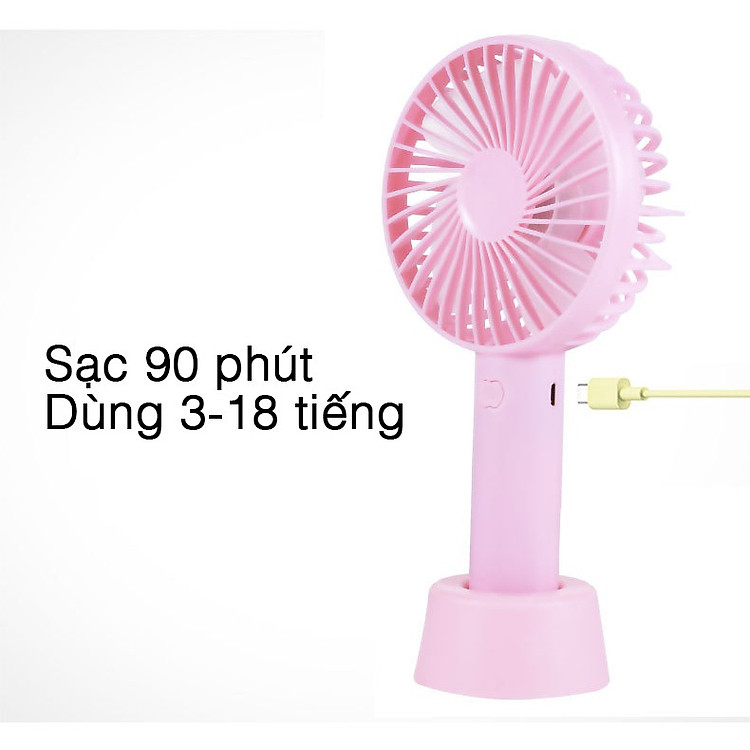 Quạt Tích Điện Cầm Tay Pin Sạc 4 Cánh 3 Tốc Độ Gió Có Đế Để Bàn, Quạt Để Bàn Pin Sạc USB Tiện Lợi - HÀNG CHÍNH HÃNG MINIIN