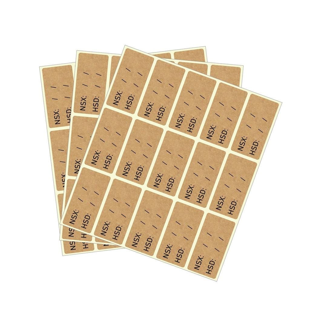 Hạn sử dụng (HSD) tem nhãn in, giấy Kraft Sticker label_100pcs